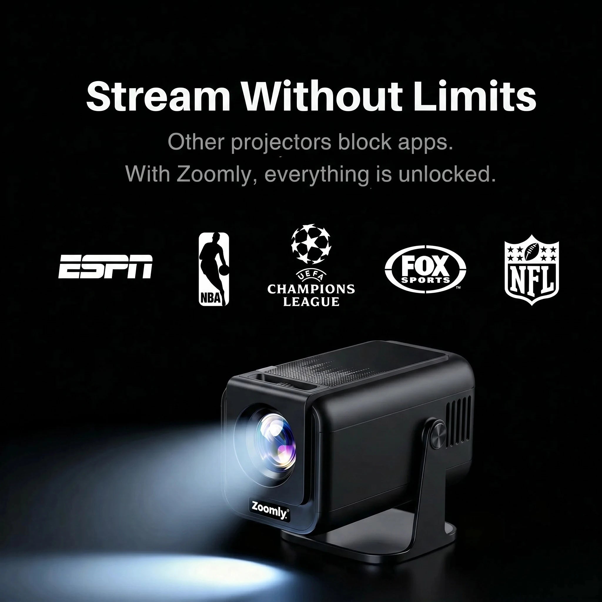 Zoomly® Pro Max Smart Projector